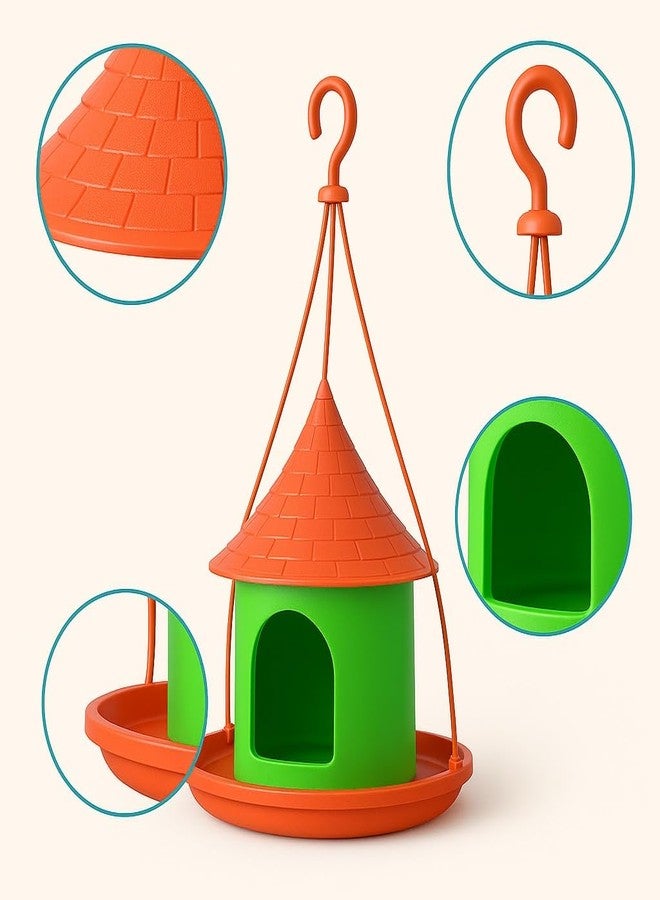 Elysian Hanging Plastic Bird House for Balcony & Garden - Durable Nesting Box for Sparrows, Lovebirds & Small Birds - Weather-Resistant & Easy to Clean - Multicolor Pack of 1 - Image 4